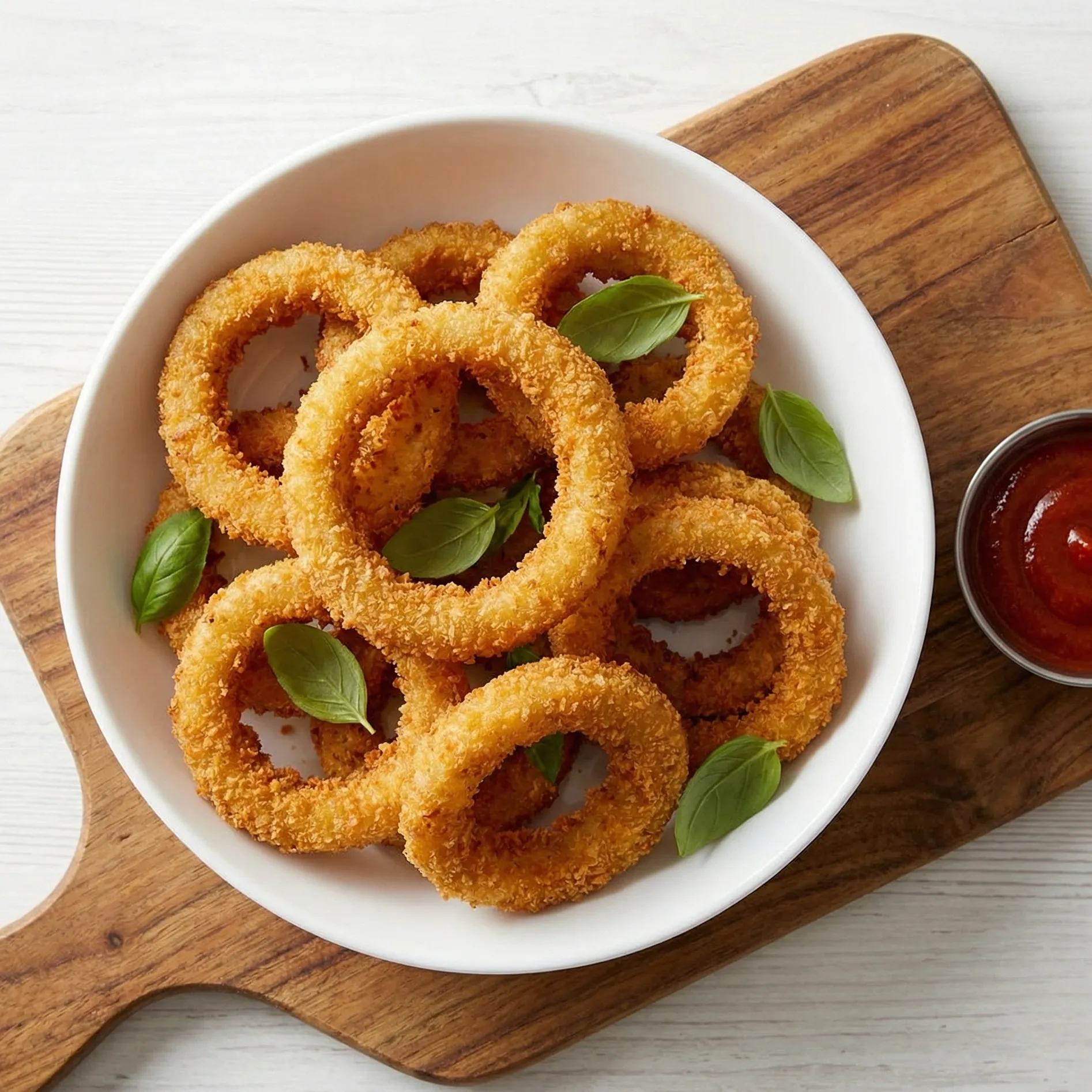 Signature handcrafted onion rings at THE YYC PIZZA in Nolan Hill, Calgary